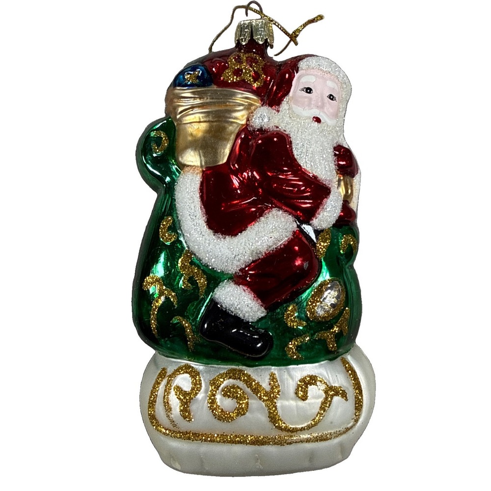 Santa's Best European Style Hand Blown Glass Christmas Ornament Santa